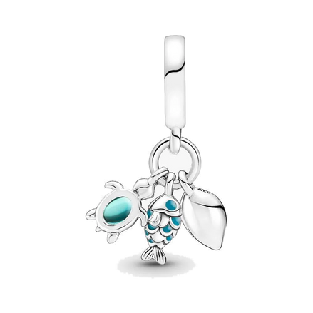 Fish, Sea Turtle & Conch Triple Dangle Charm