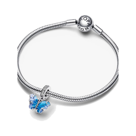 Blue Murano Glass Butterfly Dangle Charm
