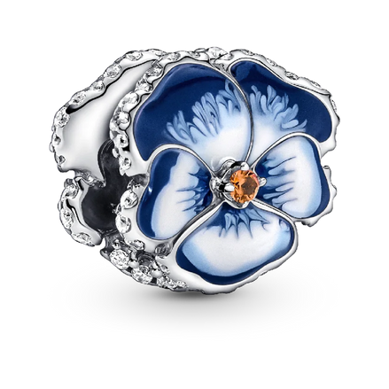 Blue Pansy Flower Charm