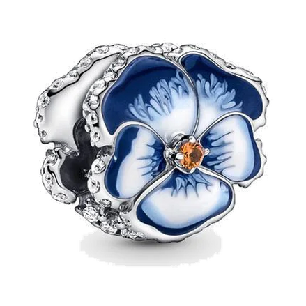 Blue Pansy Flower Charm