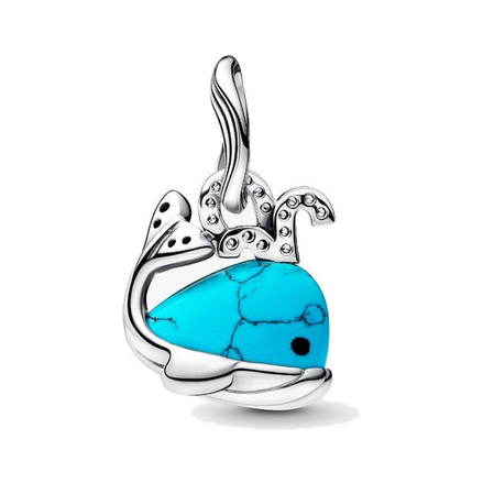 Turquoise-colored Whale Dangle Charm