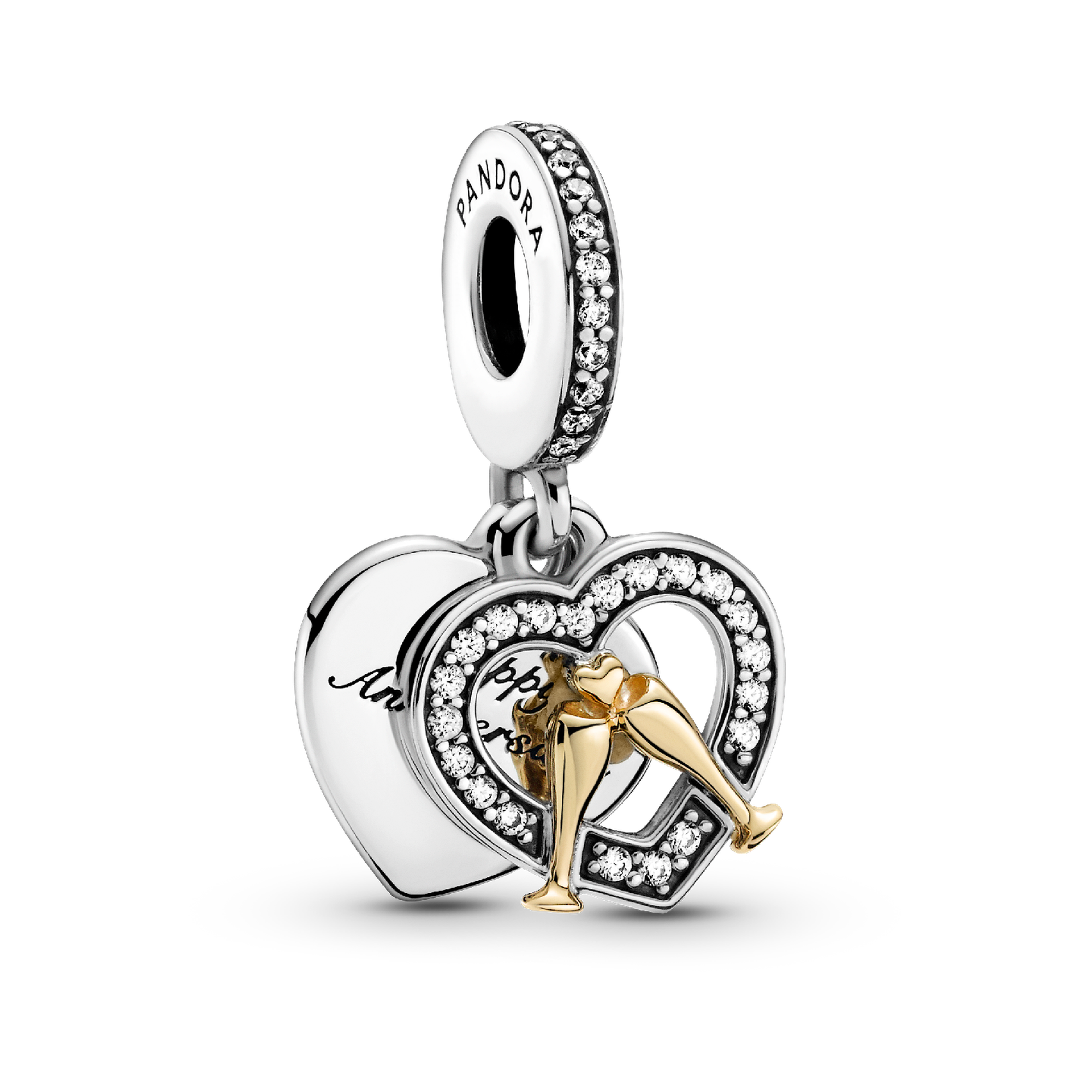 Two-tone Happy Anniversary Dangle Charm