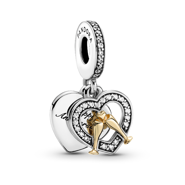 Two-tone Happy Anniversary Dangle Charm