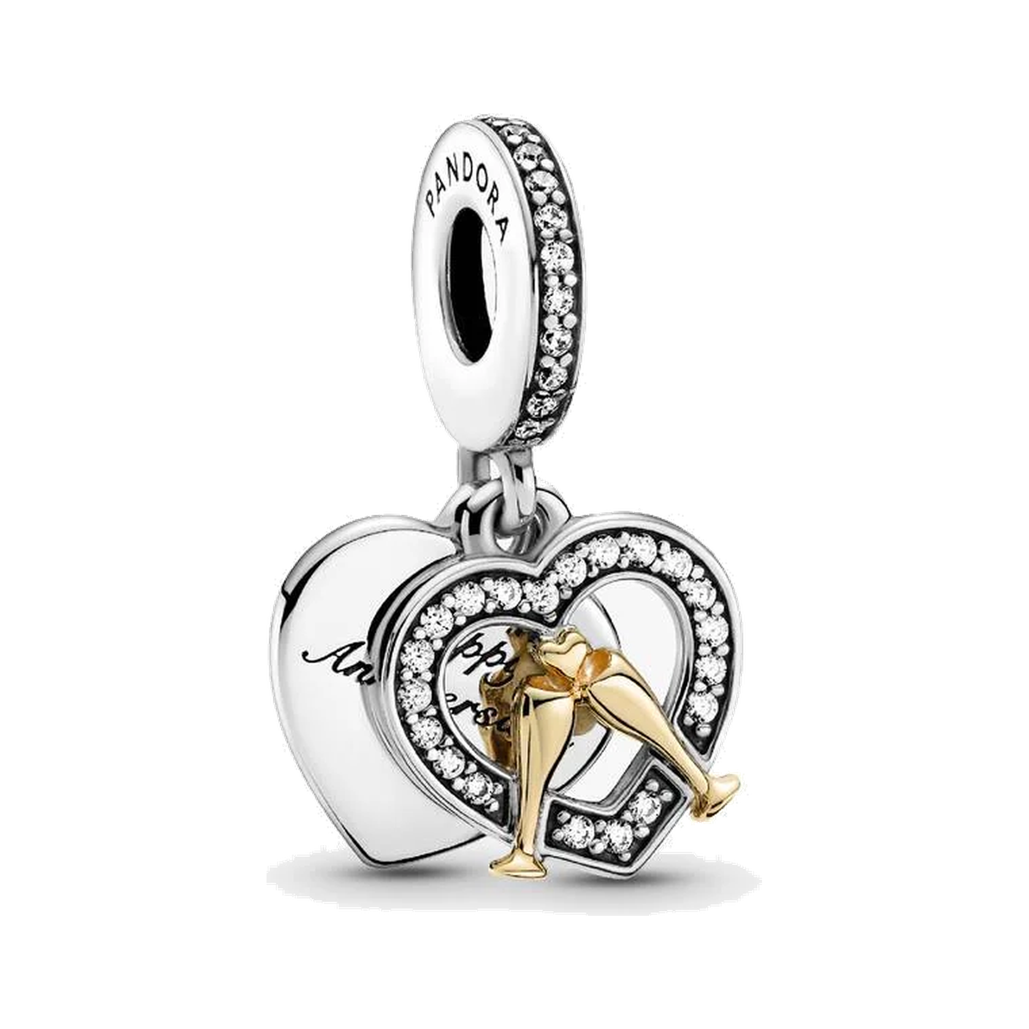 Two-tone Happy Anniversary Dangle Charm