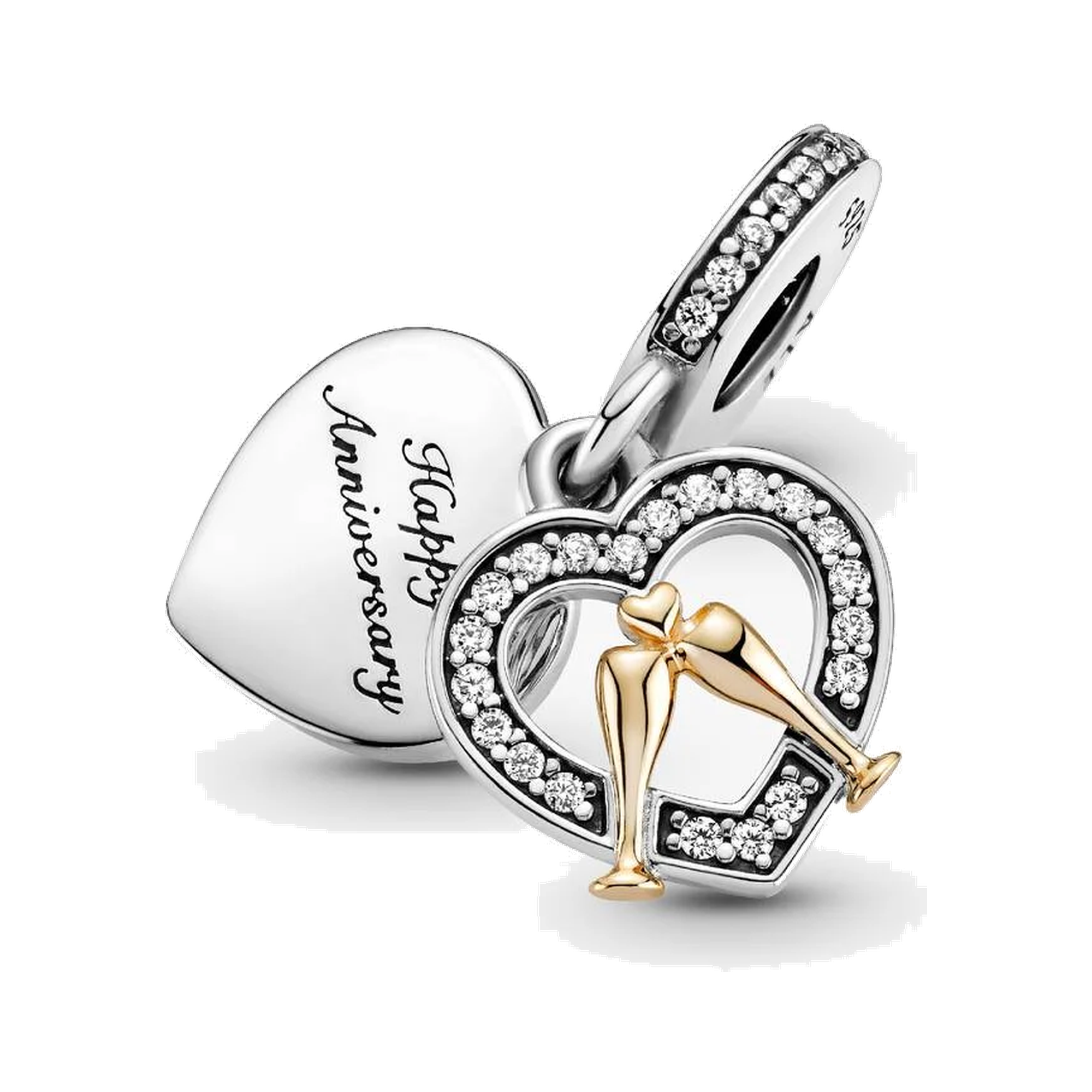Two-tone Happy Anniversary Dangle Charm