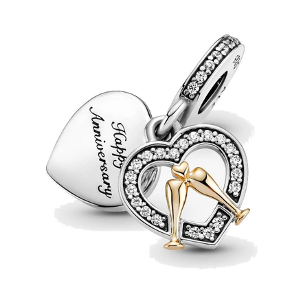 Two-tone Happy Anniversary Dangle Charm