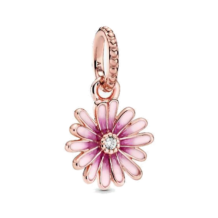 Pink Daisy Flower Dangle Charm