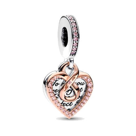 Two-tone Infinity Heart Double Dangle Charm