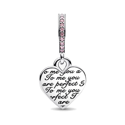Two-tone Infinity Heart Double Dangle Charm