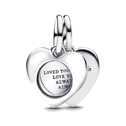 Engravable Heart Magnifying Glass Double Dangle Charm