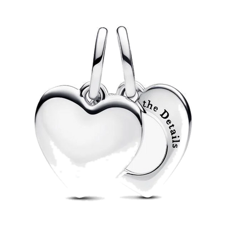 Engravable Heart Magnifying Glass Double Dangle Charm