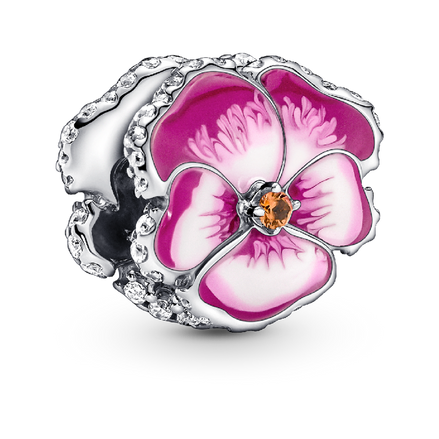 Pink Pansy Flower Charm