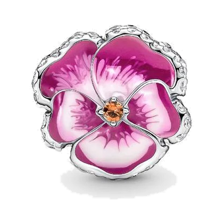 Pink Pansy Flower Charm