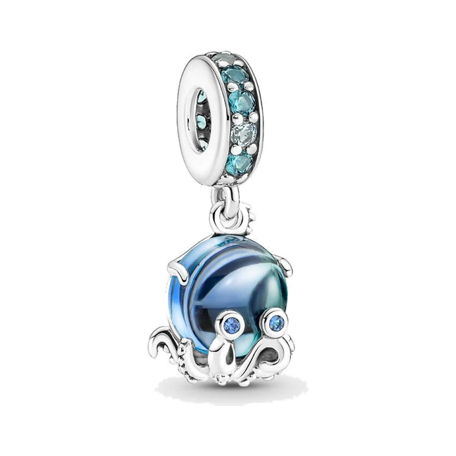 Murano Glass Cute Octopus Dangle Charm