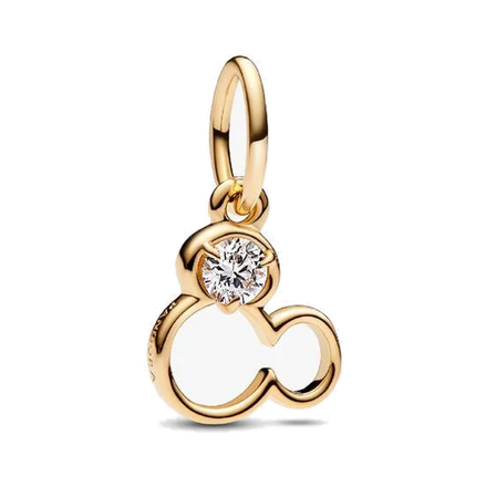 Disney Mickey Mouse Silhouette Lab-Grown Diamond Dangle Charm
