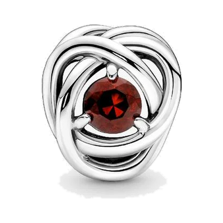 January Red Eternity Circle Charm