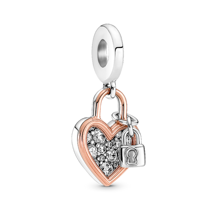 Heart Padlock Double Dangle Charm