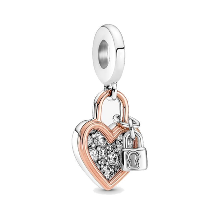 Heart Padlock Double Dangle Charm