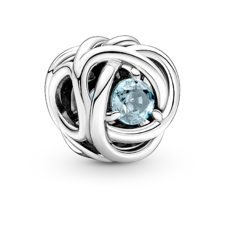 March Sea Aqua Blue Eternity Circle Charm