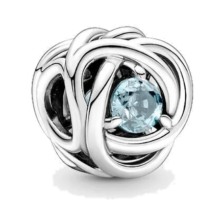 March Sea Aqua Blue Eternity Circle Charm