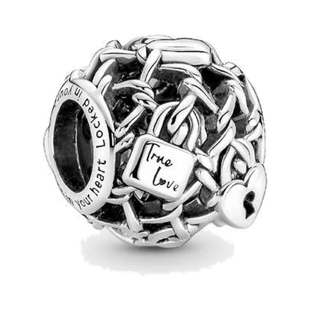 Openwork Chain Link Padlock Charm