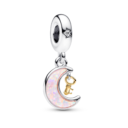 Two-tone Key & Moon Dangle Charm