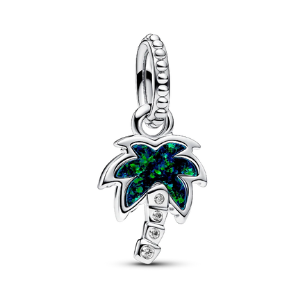 Opalescent Green Palm Tree Dangle Charm