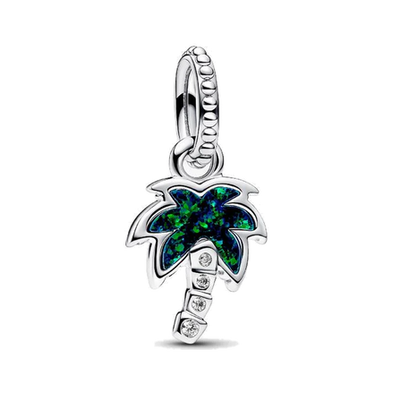 Opalescent Green Palm Tree Dangle Charm
