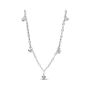Pandora Talisman Sterling Silver Lab-Grown Diamond Dangle Symbols Paperclip Chain Necklace