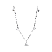 Pandora Talisman Sterling Silver Lab-Grown Diamond Dangle Symbols Paperclip Chain Necklace