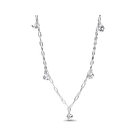 Pandora Talisman Sterling Silver Lab-Grown Diamond Dangle Symbols Paperclip Chain Necklace