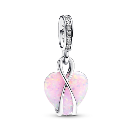 Mom Opalescent Heart Dangle Charm