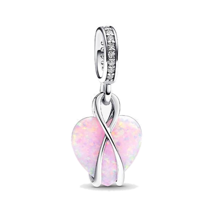 Mom Opalescent Heart Dangle Charm