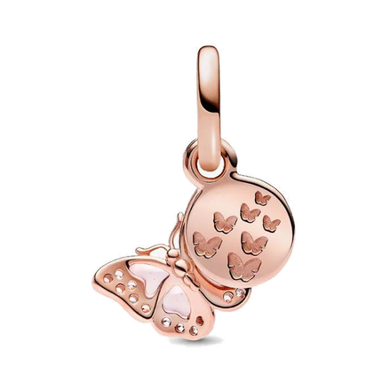Pink Butterfly & Quote Double Dangle Charm