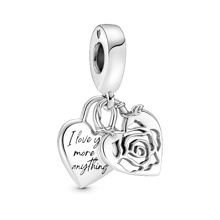 Rose Heart Padlock Dangle Charm