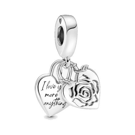 Rose Heart Padlock Dangle Charm
