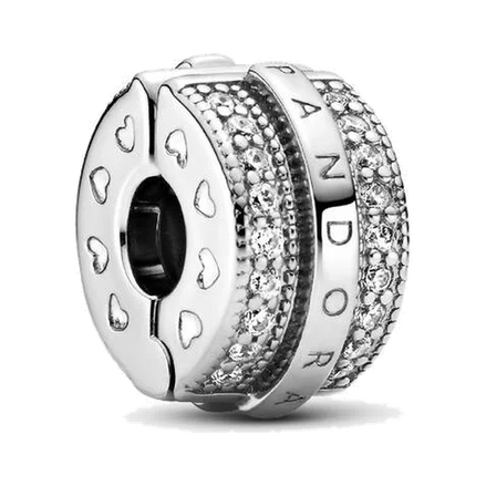 Sparkling Pavé Lines & Logo Clip Charm