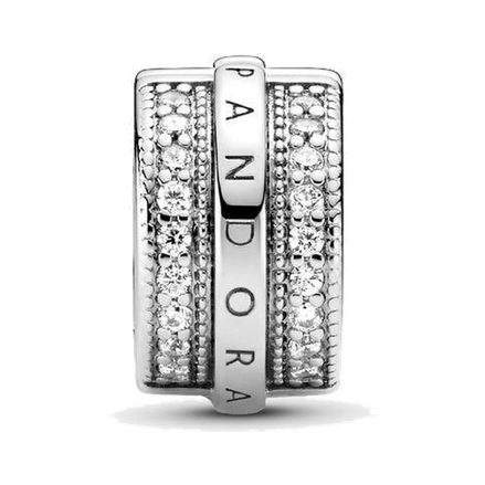 Sparkling Pavé Lines & Logo Clip Charm