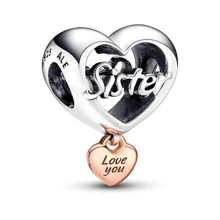 Love You Sister Heart Charm