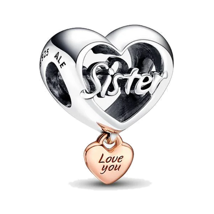 Love You Sister Heart Charm