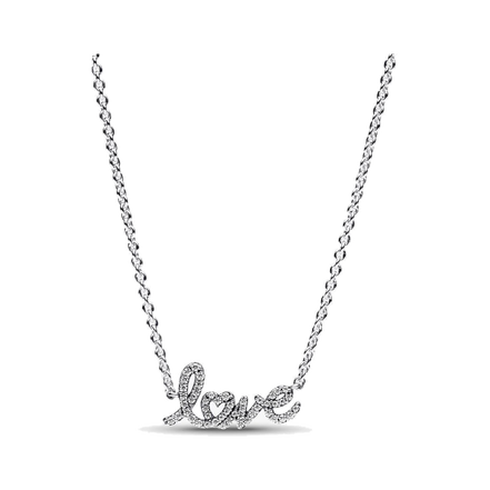 Sparkling Handwritten Love Collier Necklace