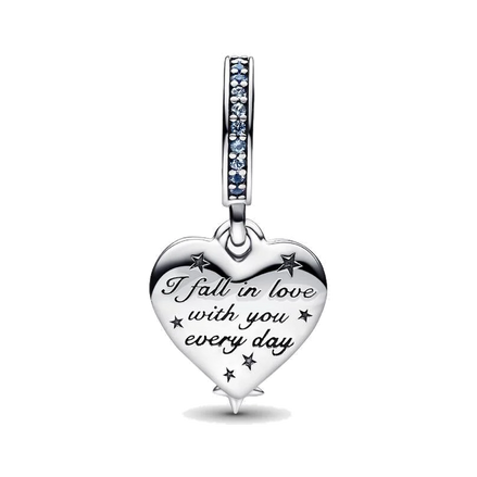 Celestial Shooting Star Heart Double Dangle Charm