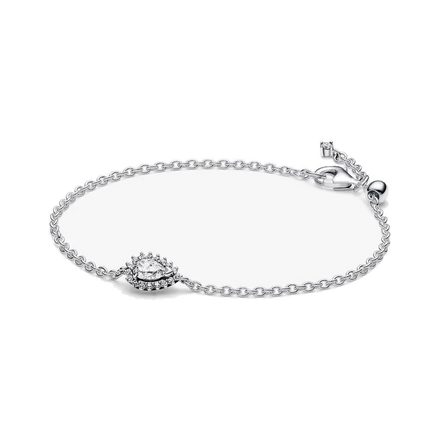 Sparkling Pear Halo Chain Bracelet