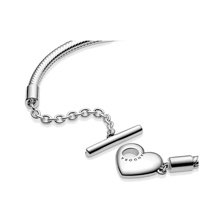 Pandora Moments Heart T-Bar Snake Chain Bracelet