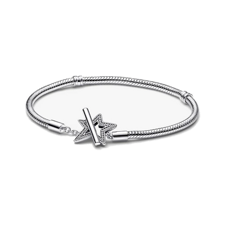 Pandora Moments Asymmetric Star T-bar Snake Chain Bracelet