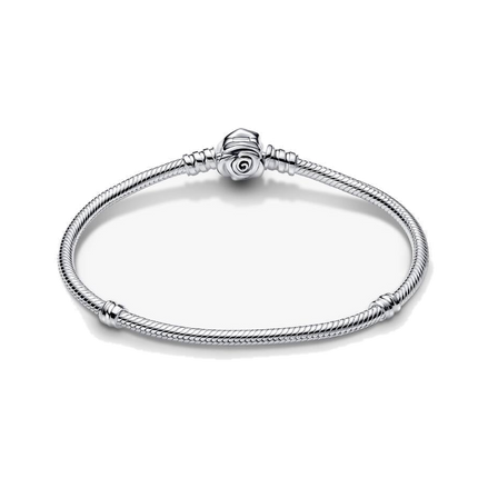 Pandora Moments Rose in Bloom Clasp Snake Chain Bracelet