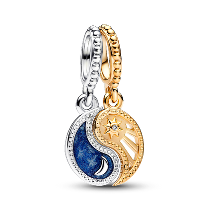 Two-tone Splittable Sun & Moon Dangle Charm