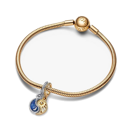 Two-tone Splittable Sun & Moon Dangle Charm