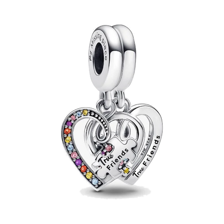 Puzzle Piece Hearts Splittable Friendship Dangle Charm