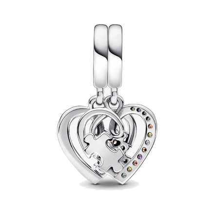 Puzzle Piece Hearts Splittable Friendship Dangle Charm